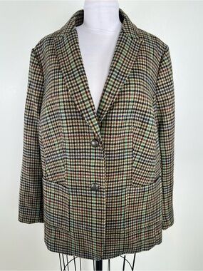 EUC! Talbots  Houndstooth Shetland Wool Blend Blazer Size 14W